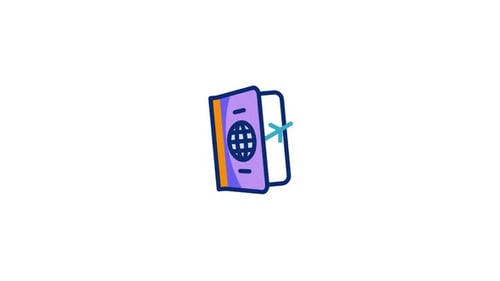 Animated Minimalist Passport Icon for Global Travel and Documents