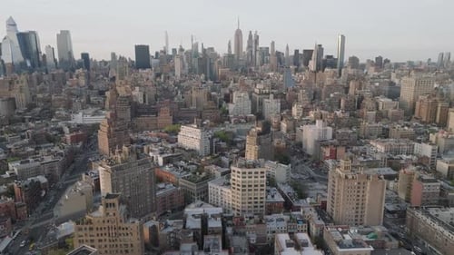 Aerial view of low rise buildings in downtown New York City