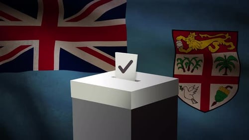 Casting vote into the ballot box during Fiji election