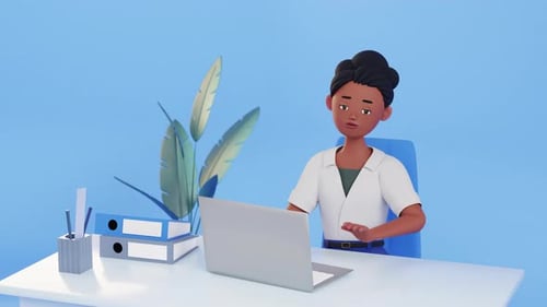 3D Animated Businesswoman Working and Generating New Ideas