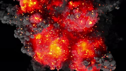 Large Explosion with trails, top down view