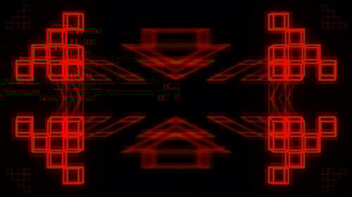 Red Blue And Orange Cyber Symmetry Kaleidoscopic Pattern Background Vj Loop In 4K