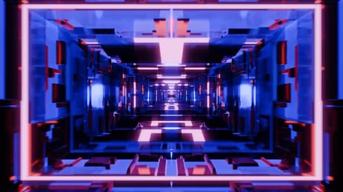 Abstract Vj loop, geometric transparent background, blue quads shapes