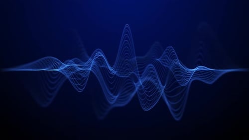 Schallwellenfrequenz, futuristisches Audiowellenformdiagramm in nahtloser Schleife, Hud-Benutzeroberfläche Zurück