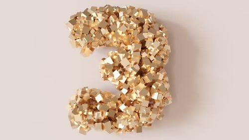 Number 3 With Golden Particles