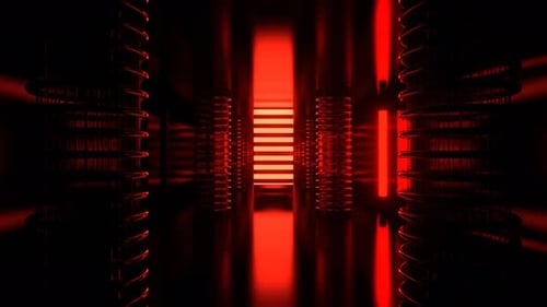 Red And Turquoise Alien Strobe Corridor With Vertical Portal Background Vj Loop I 4K