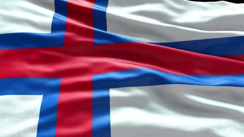 Realistic Waving Faroe Islands Flag Animation Loop