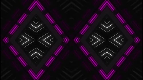 Dynamische Neonlichter pulsieren durch einen abstrakten geometrischen Tunnel und sorgen für ein pulsierendes Nachtleben