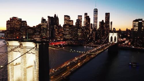 Brooklyn Bridge and Manhattan Skyline at Twilight