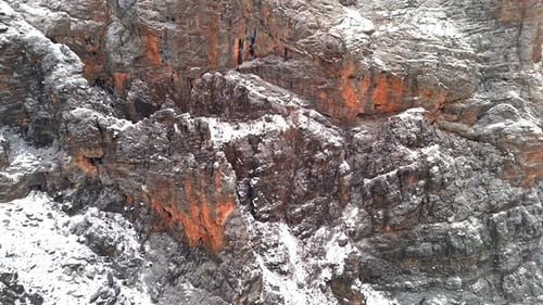 Snowy Rocky Cliff Closeup