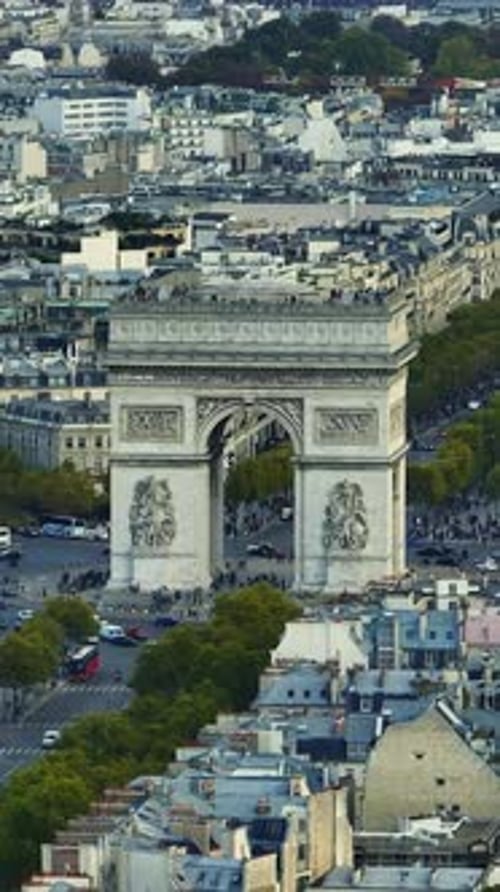 Aerial View Paris France Time Lapse Vertical City Skyline Timelapse with Street and Architecture