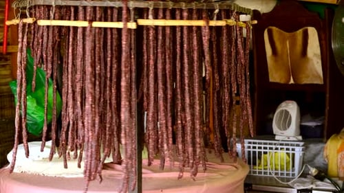 Meat Curing Rack Full of Delicious Dried Meat