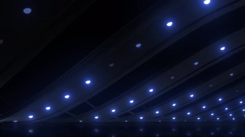 Futuristic Abstract Tunnel with Pulsating Blue Lights