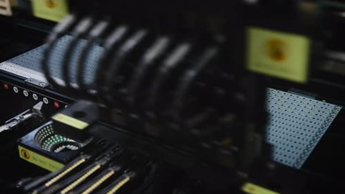 Automated Machine Assembling Electronics Components on Circuit Board