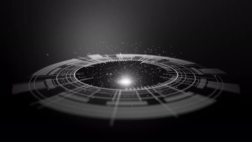 Loop HUD animation with cosmic particles and galaxy inspired design.