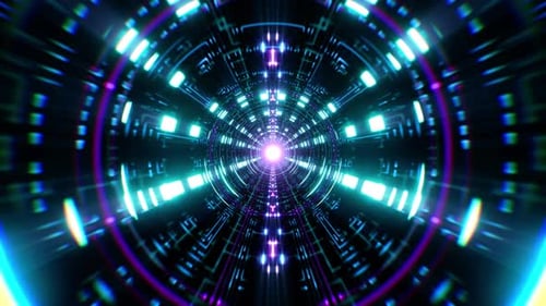 Futuristic Neon Light Digital Tunnel Background Loop