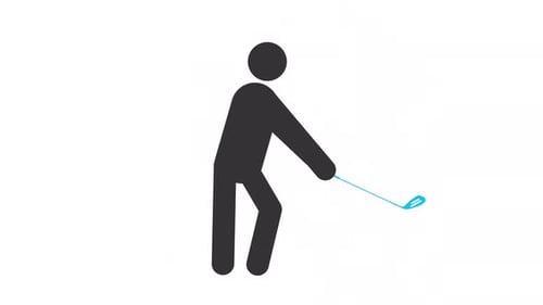 Playing golf stickman animation silhouette