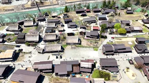 Aerial View of Traditional Village in Japan