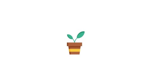 Flat Design Animated Plant Growing in Pot