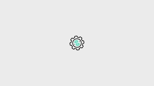 Animated Flat Design Gear Icon for Settings and Technology