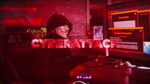 Futuristic Cyberattack Title Reveal with Glitch Effects