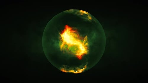 Green translucent glass energy futuristic magic round ball liquid plasma sphere. Abstract background