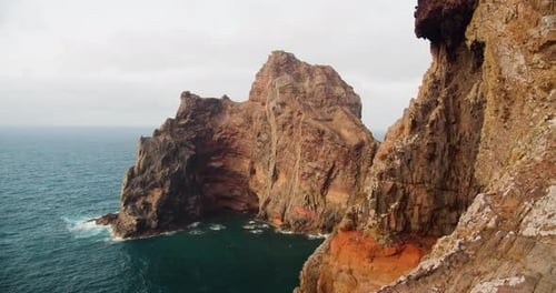 Cliffs of Ponta de Sao Lourenco in Madeira, Portugal - static shot