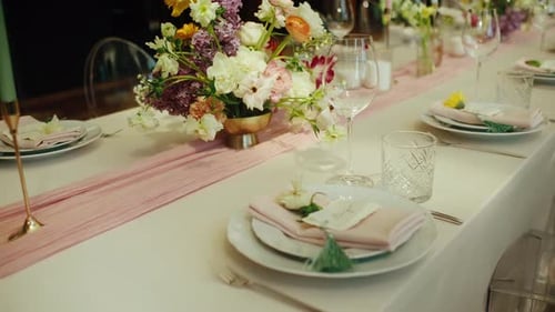 Elegant Floral Table Setting for Wedding Reception