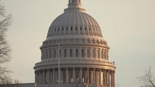 US Capitol Dome at Sunset Before Joe Biden Inauguration, Washington D.C.