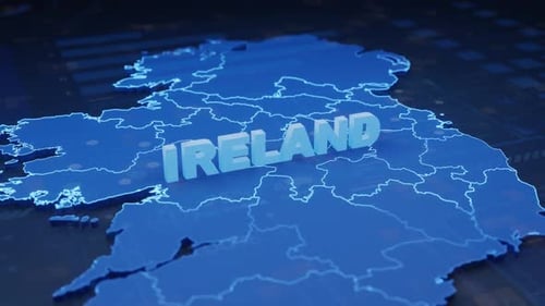 Digital 3D Map of Ireland with Modern Data Overlays