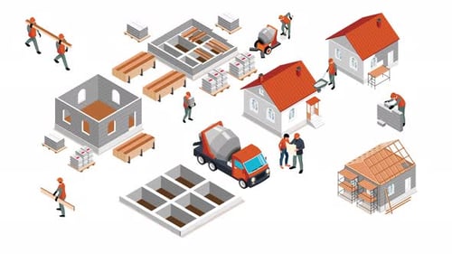 Fondo de animación de la industria de la construcción de viviendas