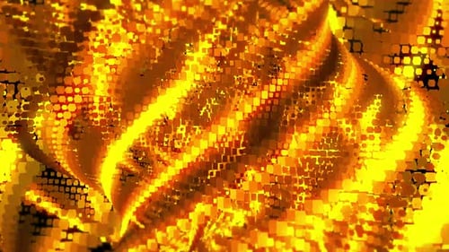 Dynamic Abstract Golden Digital Flowing Pixels Background