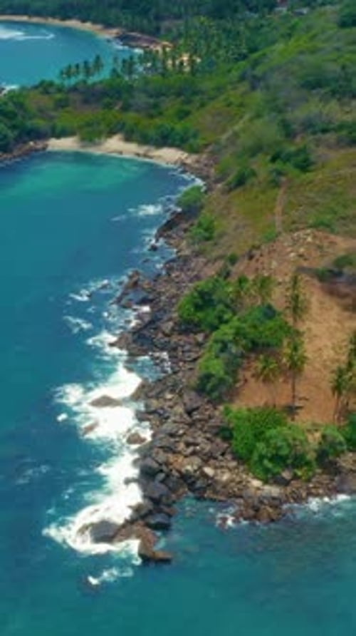 Aerial View Of Tropical Cove And Rocky Coastline In Sri Lanka