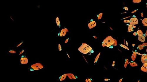 Animated Cute Halloween Pumpkins Falling Seamless Loop