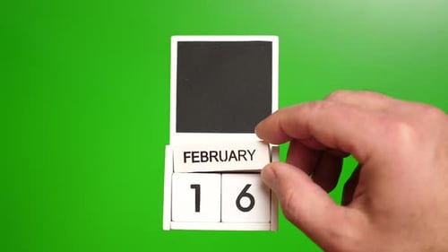 February Month Tile on Green Screen Calendar
