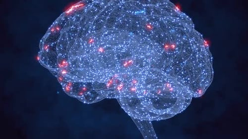 Digital Brain Neural Network and Glowing Connections Animation