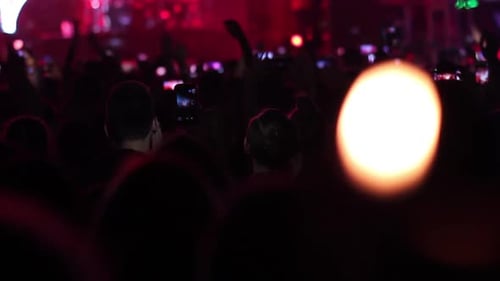Energetic Crowd Enjoying Concert at Night
