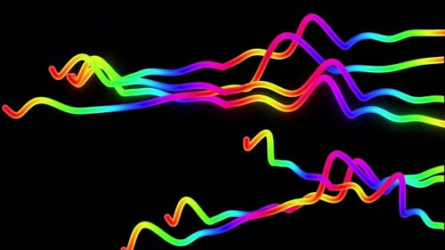 Animación abstracta de ondas de sonido brillantes sobre fondo negro. Animación de forma de onda de audio de música abstracta