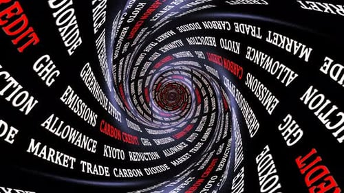 CARBON CREDIT Mots-clés sur les parois du tunnel, animation, arrière-plan, boucle