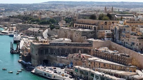 Aerial view of SS Peter and Paul Bastion in Valletta city, capital of Malta