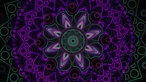 Abstract Neon Mandala Kaleidoscope Pattern Loop