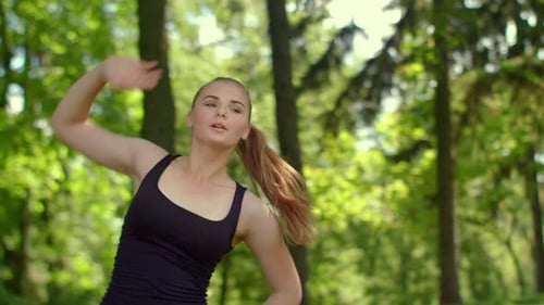 Fitness Woman Stretching Outdoor. Fitness Training In Summer Park. Young Sportswoman Doing Fitnes...