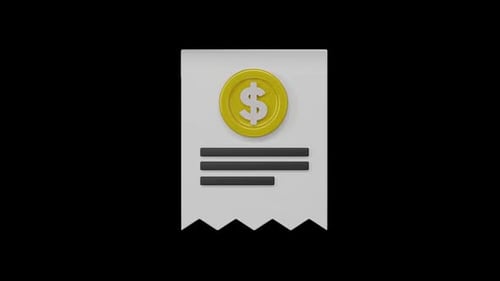 Animated 3D Financial Receipt with Dollar Coin Icon
