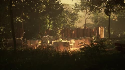 Serene Outdoor Dining Area on a Quiet Avenue