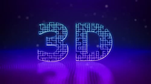 Futuristic Neon Grid 3D Text Reveal Animation