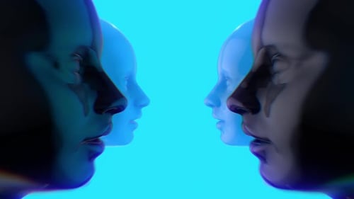 Futuristic Abstract Digital Human Heads Technology Background