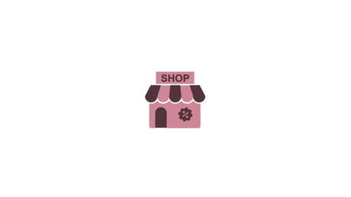 Animated Flat Design Shop Icon for Business and Sales