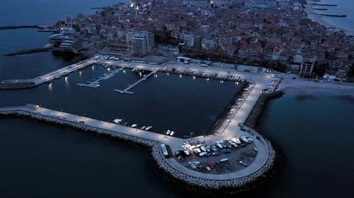 Aerial view to sea town Pomorie, Burgas, Bulgaria