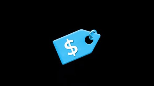 3D Animated Price Tag Icon with Dollar Sign