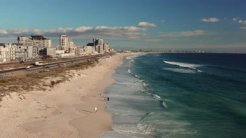 Scenic Blouberg Beach In Cape Town, South Africa During Summer - aerial drone shot